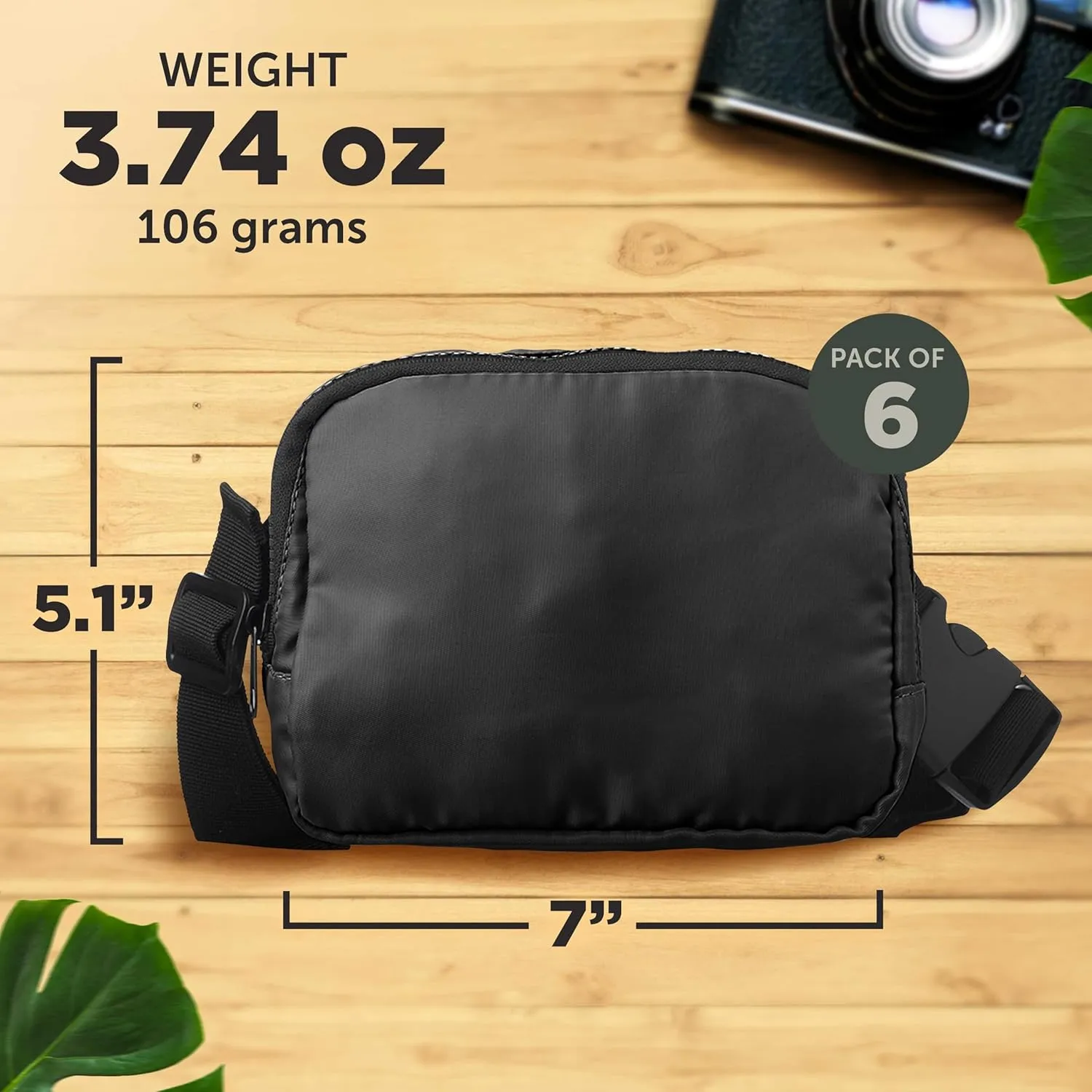 DISCOUNT PROMOS Everyday Belt Bags Set of 6, Bulk Pack - Compact, Hands-Free, Stylish, Perfect for Travel, Sports, Daily Use - Black