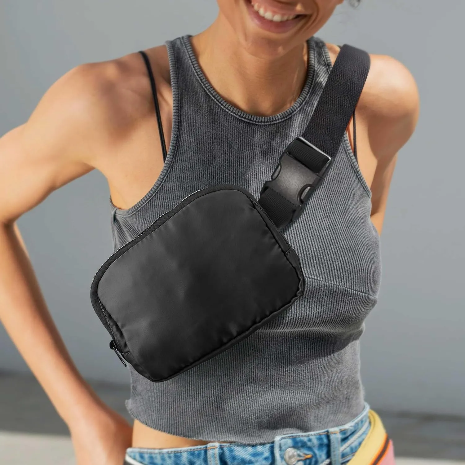 DISCOUNT PROMOS Everyday Belt Bags Set of 6, Bulk Pack - Compact, Hands-Free, Stylish, Perfect for Travel, Sports, Daily Use - Black