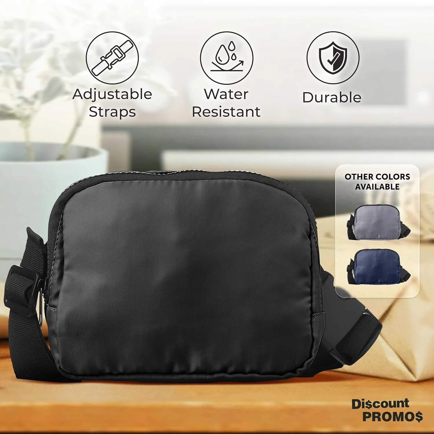 DISCOUNT PROMOS Everyday Belt Bags Set of 6, Bulk Pack - Compact, Hands-Free, Stylish, Perfect for Travel, Sports, Daily Use - Black