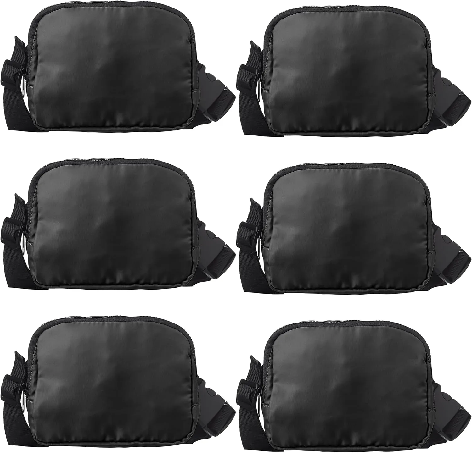 DISCOUNT PROMOS Everyday Belt Bags Set of 6, Bulk Pack - Compact, Hands-Free, Stylish, Perfect for Travel, Sports, Daily Use - Black