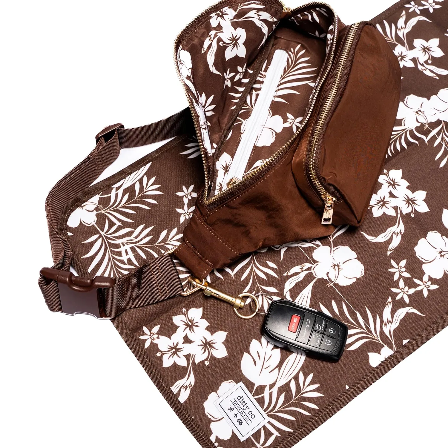 Ditty Co. Small Diaper Bag - Portable Changing Pad - Crossbody Bags For Women - Baby Wipe Holder - Baby Travel Essentials (Chocolate Brown)