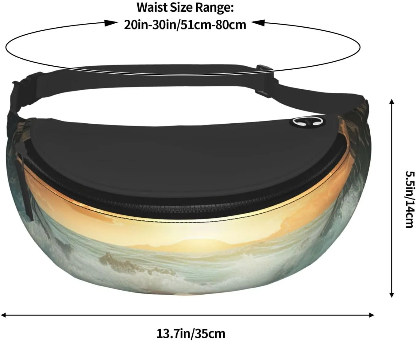 Divided Sea Pathway Fanny Pack for Women Men Waist Bag Waterproof Belt Bag with Adjustable Strap
