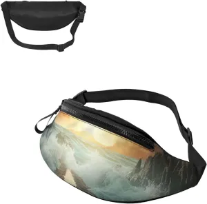 Divided Sea Pathway Fanny Pack for Women Men Waist Bag Waterproof Belt Bag with Adjustable Strap