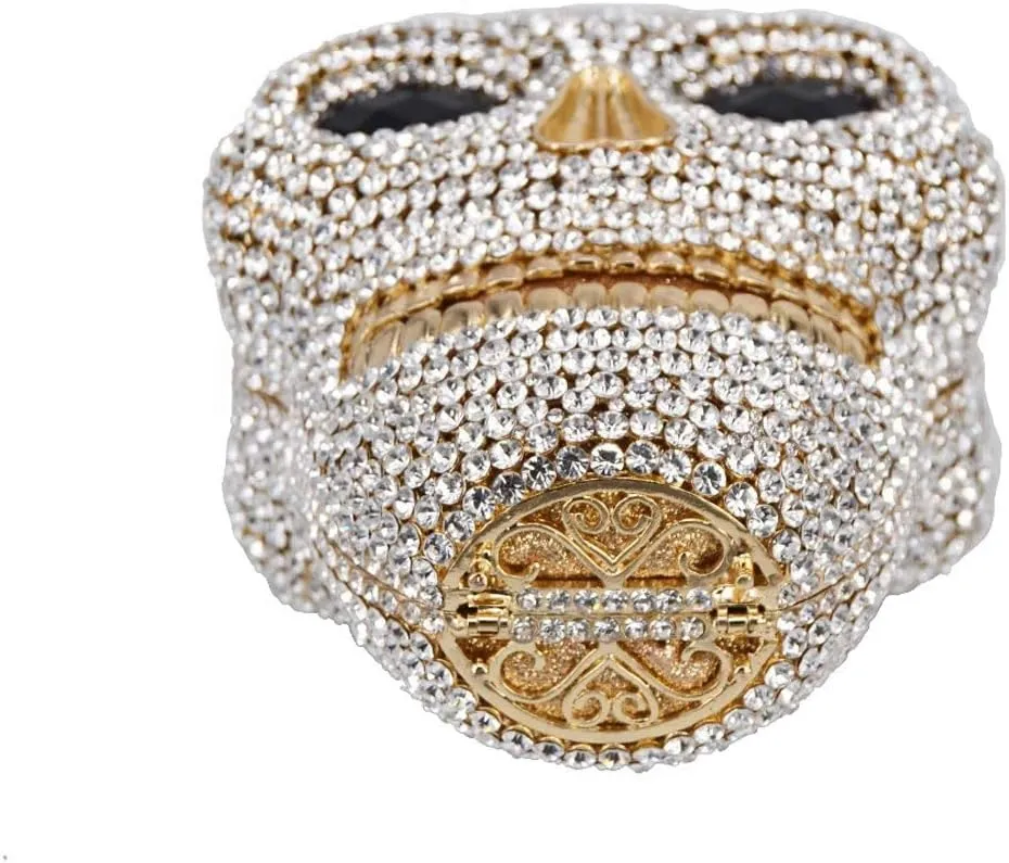 DJBM Halloween 3D Skull Clutch Purse Evening Bag Rhinestone Bag Crystal Metal Clutch for Women Evening Cocktail Party