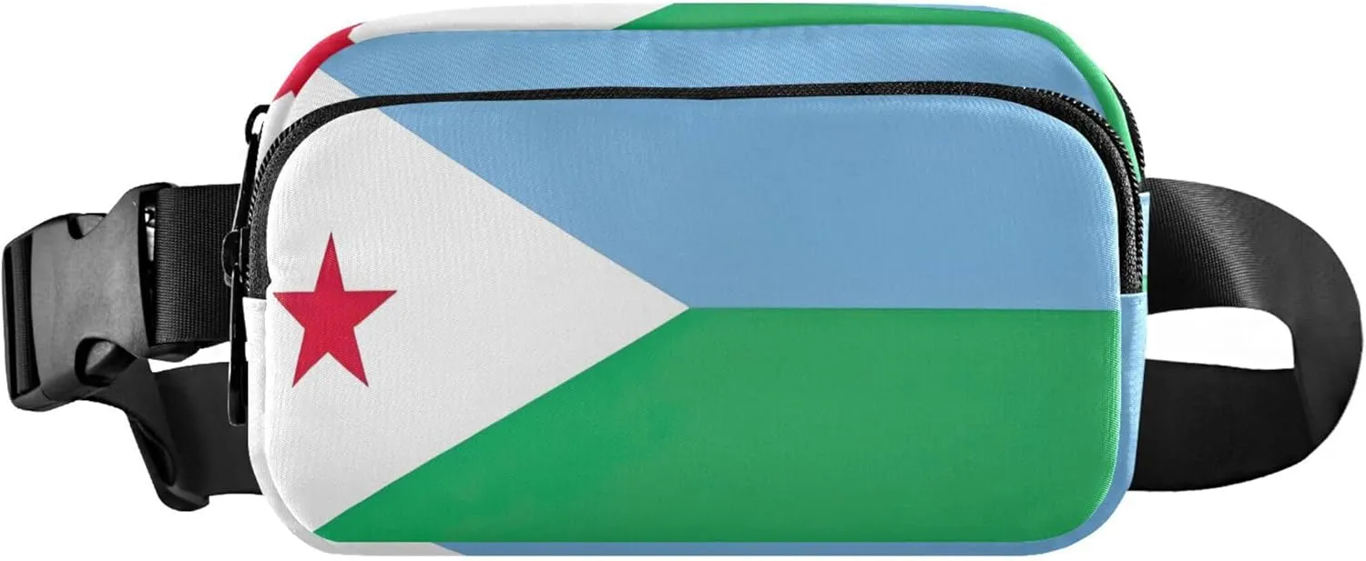 Djibouti Flag National Waterproof Fanny Packs for Women Hip Pack Belt Bag Hiking Travel Waist Pack for Men