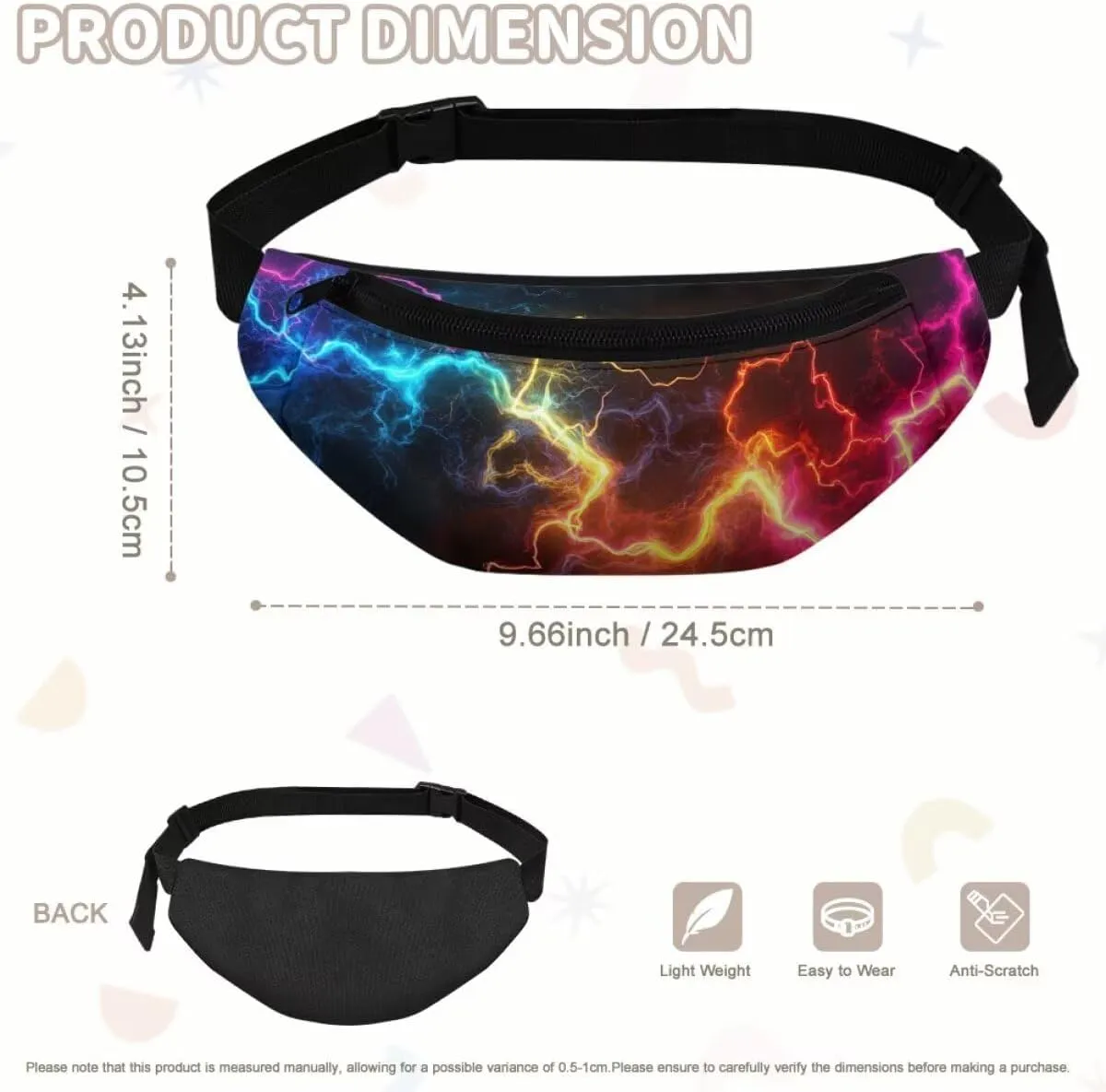 doginthehole 3D Lightning Kids Fanny Pack for Boys Travel Small Waist Bag Lightweight Crossbody Belt Bags for Boys Fanny Bags with Adjustable Straps