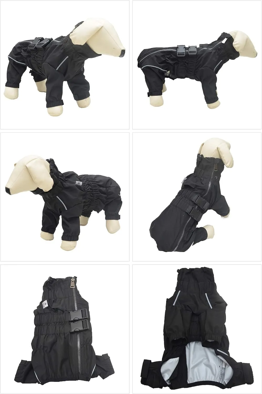 Dogs Waterproof Jacket, Lightweight Waterproof Jacket Reflective Safety Dog Raincoat Windproof Snow-Proof Dog Vest for Small Medium Large Dogs Black 4XL