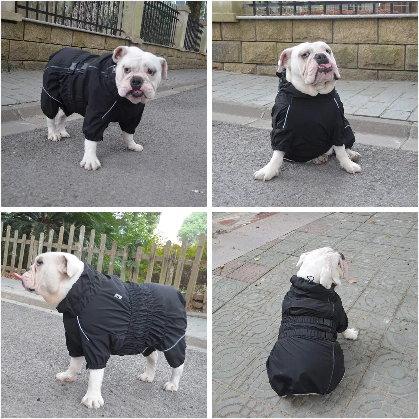 Dogs Waterproof Jacket, Lightweight Waterproof Jacket Reflective Safety Dog Raincoat Windproof Snow-Proof Dog Vest for Small Medium Large Dogs Black 4XL