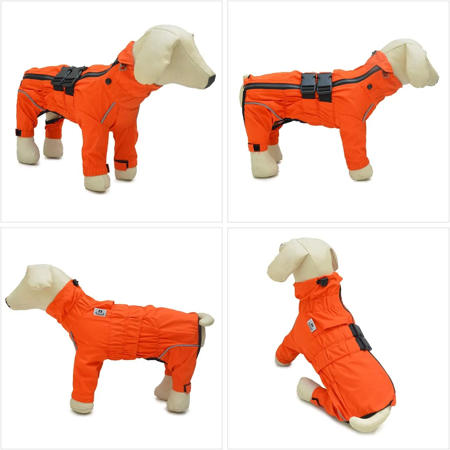 Dogs Waterproof Jacket, Lightweight Waterproof Jacket Reflective Safety Dog Raincoat Windproof Snow-Proof Dog Vest for Small Medium Large Dogs Orange 4XL