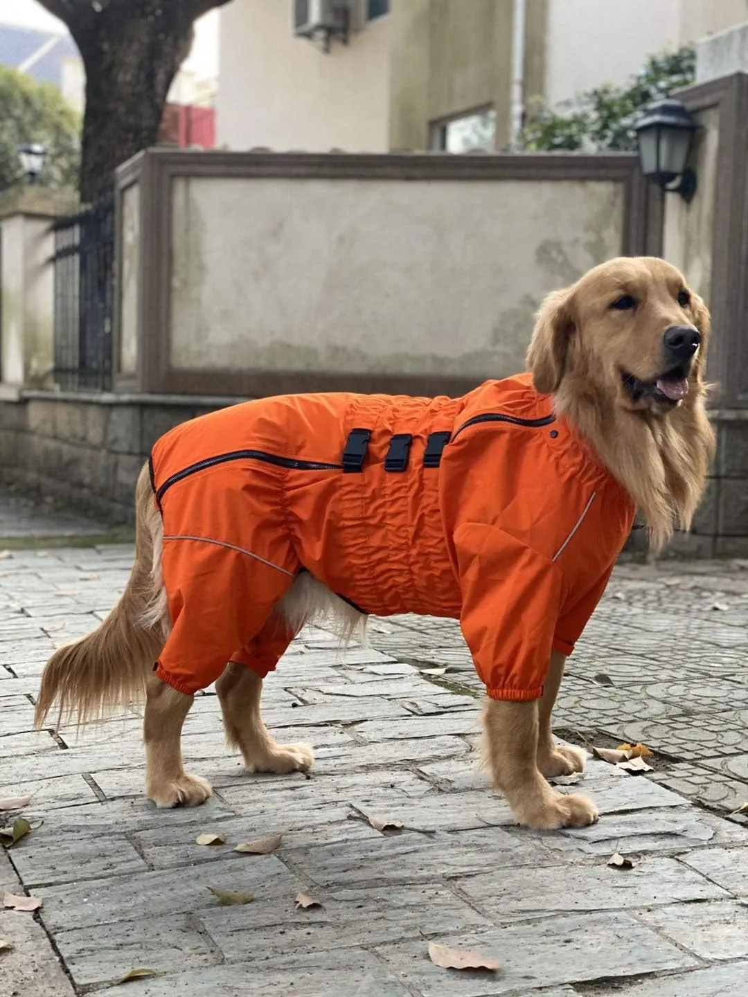 Dogs Waterproof Jacket, Lightweight Waterproof Jacket Reflective Safety Dog Raincoat Windproof Snow-Proof Dog Vest for Small Medium Large Dogs Orange 4XL
