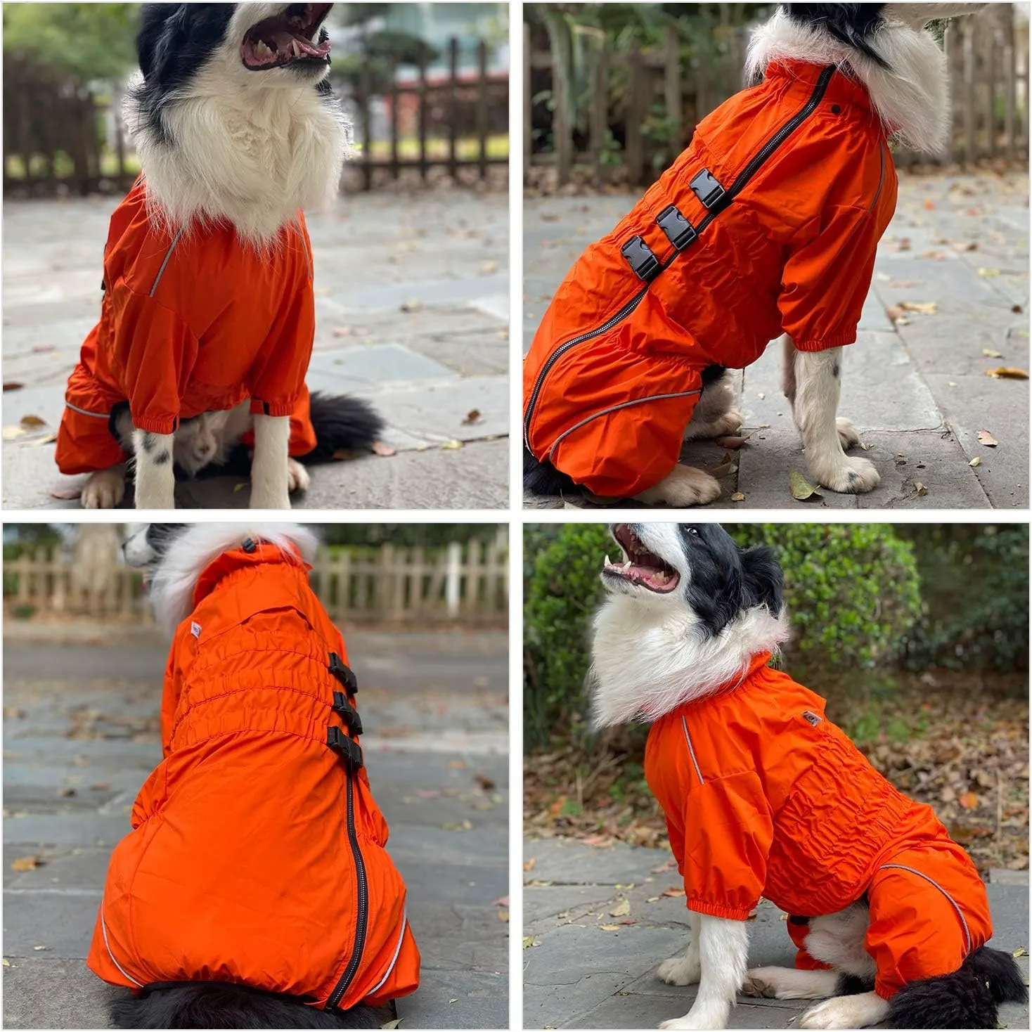 Dogs Waterproof Jacket, Lightweight Waterproof Jacket Reflective Safety Dog Raincoat Windproof Snow-Proof Dog Vest for Small Medium Large Dogs Orange 4XL
