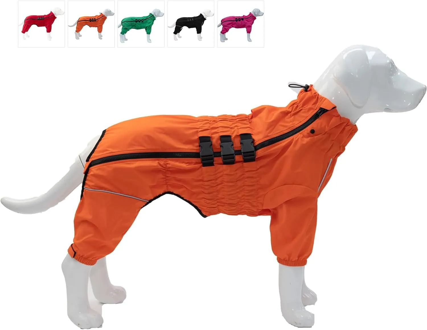 Dogs Waterproof Jacket, Lightweight Waterproof Jacket Reflective Safety Dog Raincoat Windproof Snow-Proof Dog Vest for Small Medium Large Dogs Orange 4XL