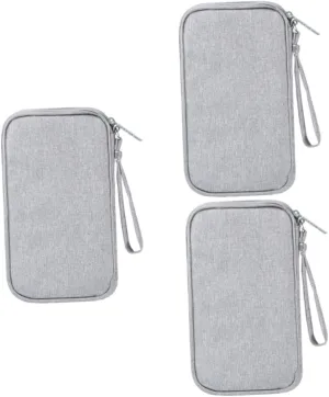 DOITOOL 3pcs Cable Bags Cable Pouch for Travel Earphone Bag Digital Accessories Organizer Grey Compact for Backpack