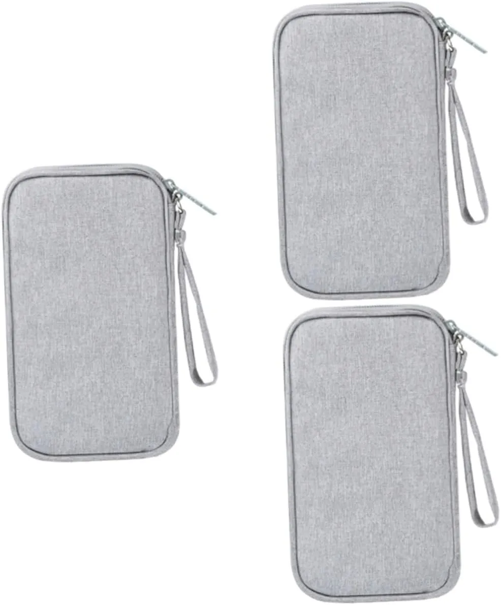 DOITOOL 3pcs Cable Bags Cable Pouch for Travel Earphone Bag Digital Accessories Organizer Grey Compact for Backpack