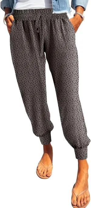 Dokotoo Womens 2023 Soft Casual Drawstring Tie Elastic Waist Loose Jogger Pants with Pockets