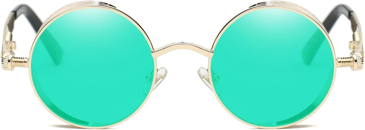 Dollger Vintage Steampunk Retro Metal Round Circle Frame Sunglasses