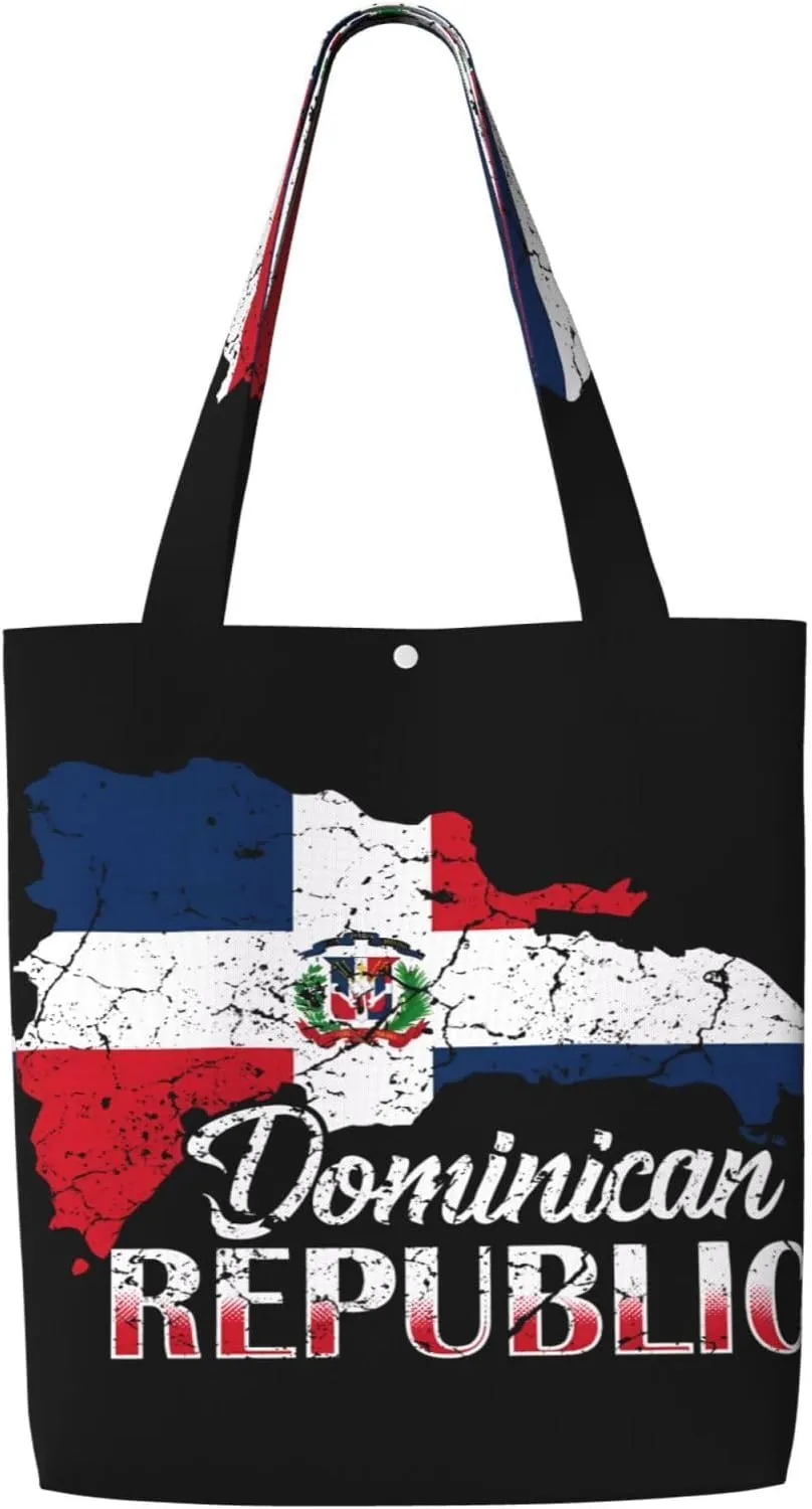Dominican Republic Flag Canvas Totes Bag Shoulder Bags Shopping Crossbody Work Bag 13.8 X 15.4 inch