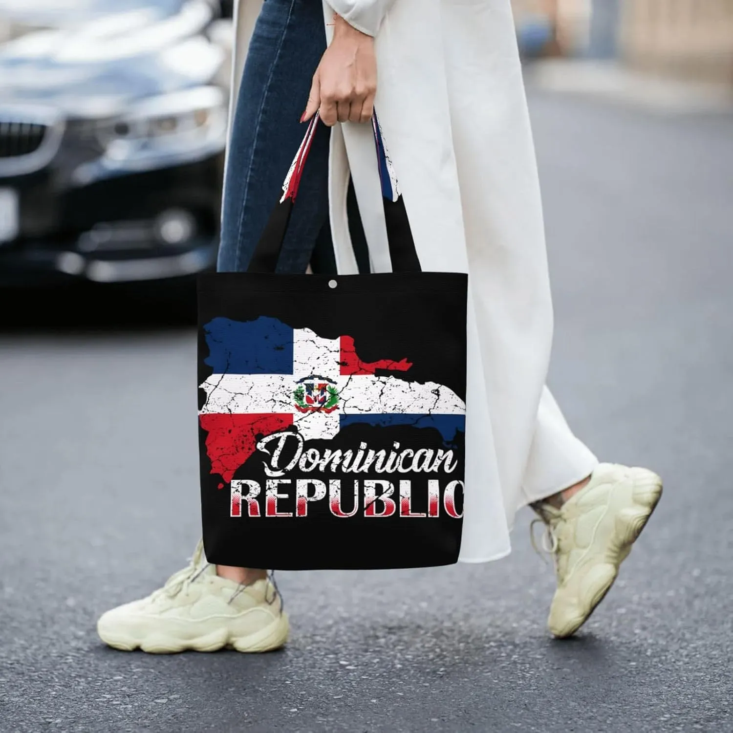 Dominican Republic Flag Canvas Totes Bag Shoulder Bags Shopping Crossbody Work Bag 13.8 X 15.4 inch