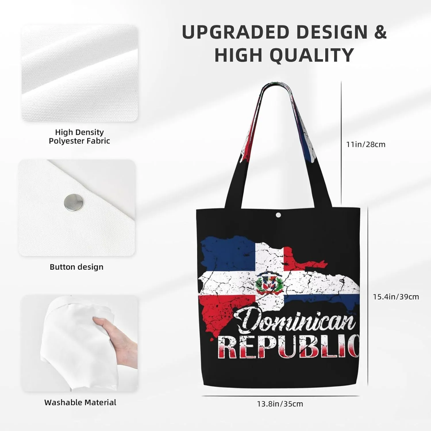 Dominican Republic Flag Canvas Totes Bag Shoulder Bags Shopping Crossbody Work Bag 13.8 X 15.4 inch