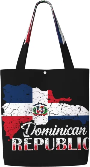 Dominican Republic Flag Canvas Totes Bag Shoulder Bags Shopping Crossbody Work Bag 13.8 X 15.4 inch