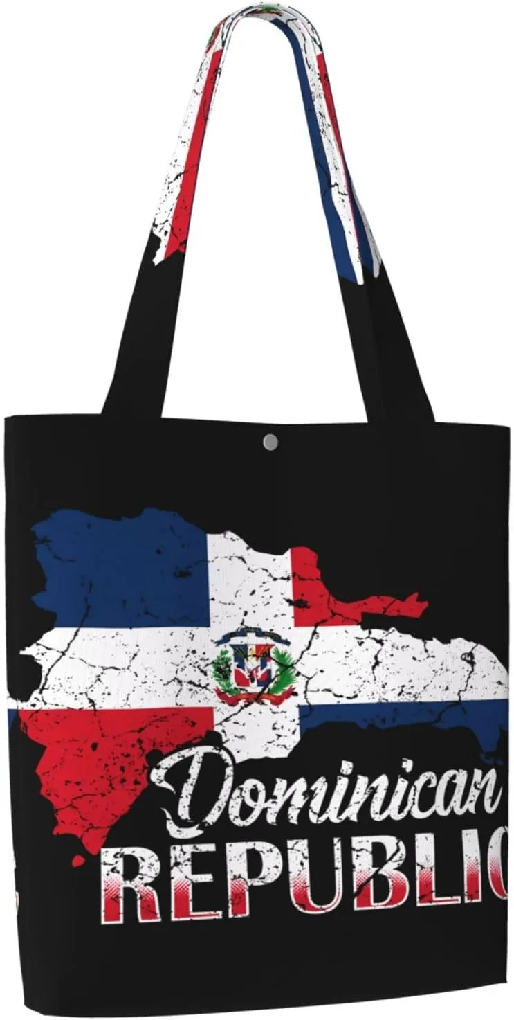 Dominican Republic Flag Canvas Totes Bag Shoulder Bags Shopping Crossbody Work Bag 13.8 X 15.4 inch