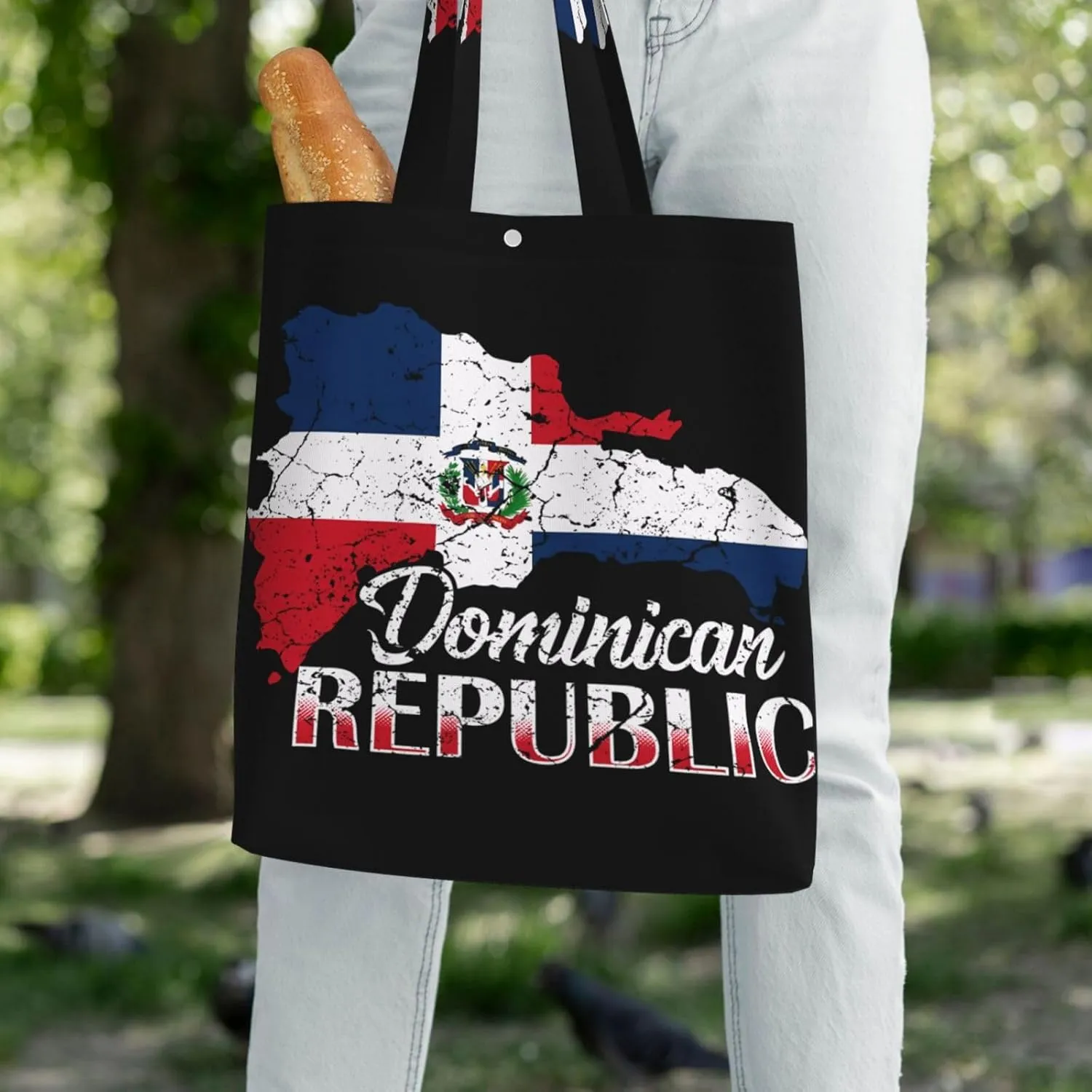 Dominican Republic Flag Canvas Totes Bag Shoulder Bags Shopping Crossbody Work Bag 13.8 X 15.4 inch