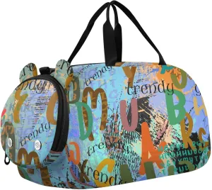 Doodle Colorful Letters Backdrop Duffel Bags for Boys Small Gym Bags for Teens Dance Bag for Girls