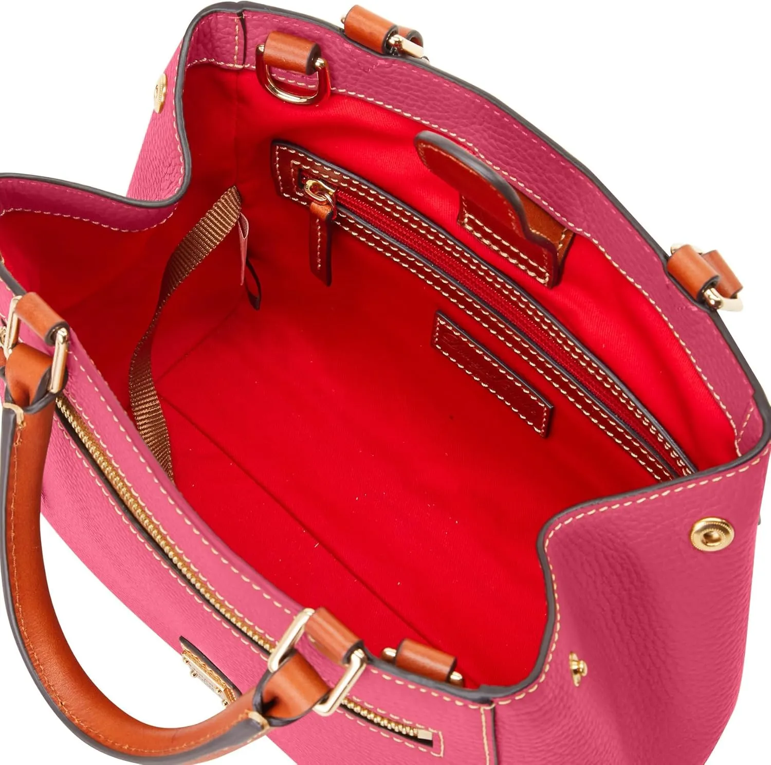 Dooney & Bourke Designer Handbags for Women, Pebble Grain Leather Small Satchel Bag with Crossbody Strap