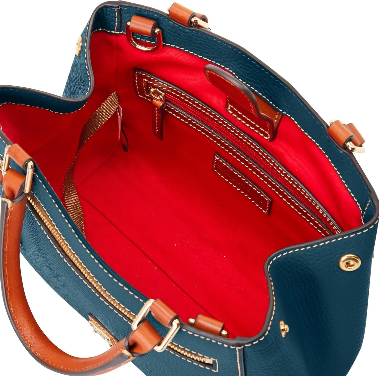 Dooney & Bourke Designer Handbags for Women, Pebble Grain Leather Small Satchel Bag with Crossbody Strap