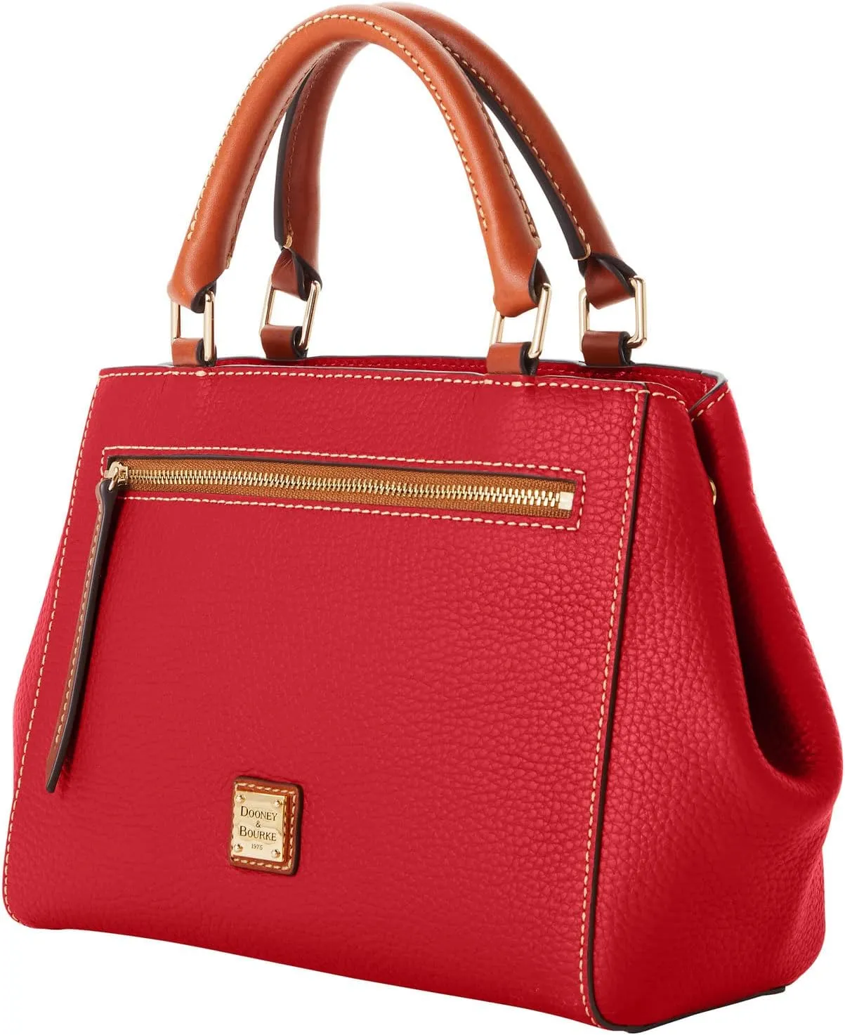 Dooney & Bourke Designer Handbags for Women, Pebble Grain Leather Small Satchel Bag with Crossbody Strap