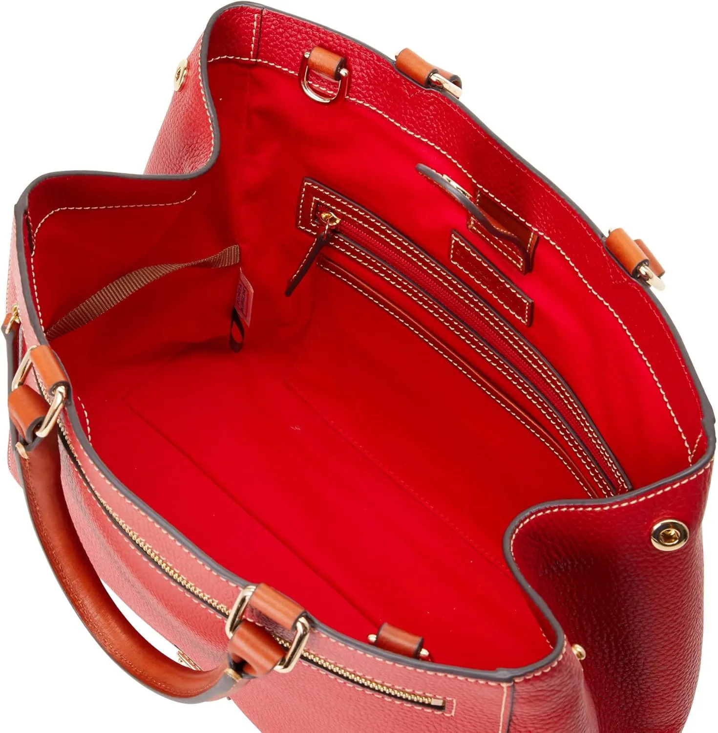 Dooney & Bourke Satchel Bags for Women, Pebble Grain Leather Zip Satchel Handbag with Crossbody Strap