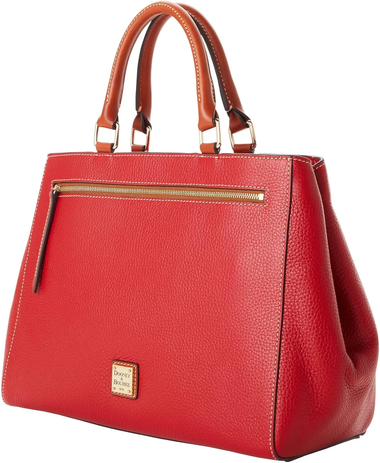 Dooney & Bourke Satchel Bags for Women, Pebble Grain Leather Zip Satchel Handbag with Crossbody Strap