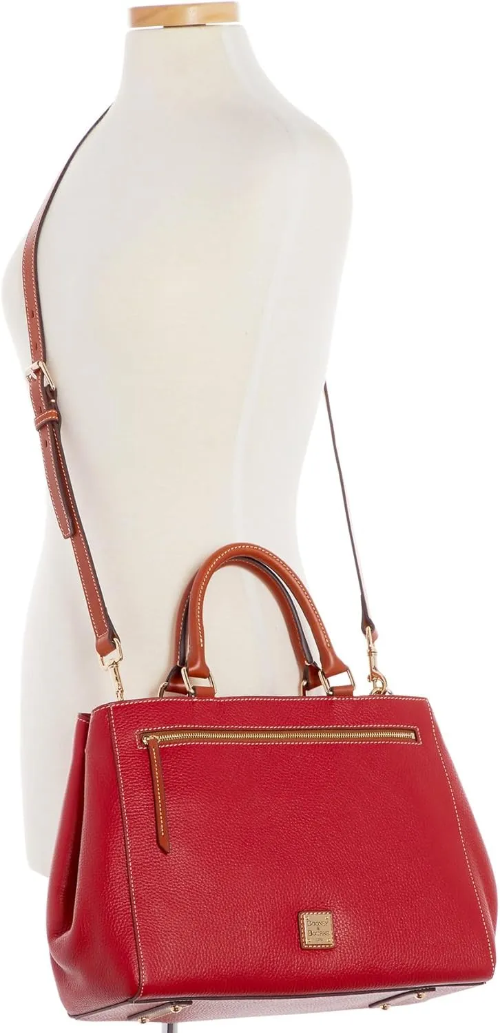 Dooney & Bourke Satchel Bags for Women, Pebble Grain Leather Zip Satchel Handbag with Crossbody Strap