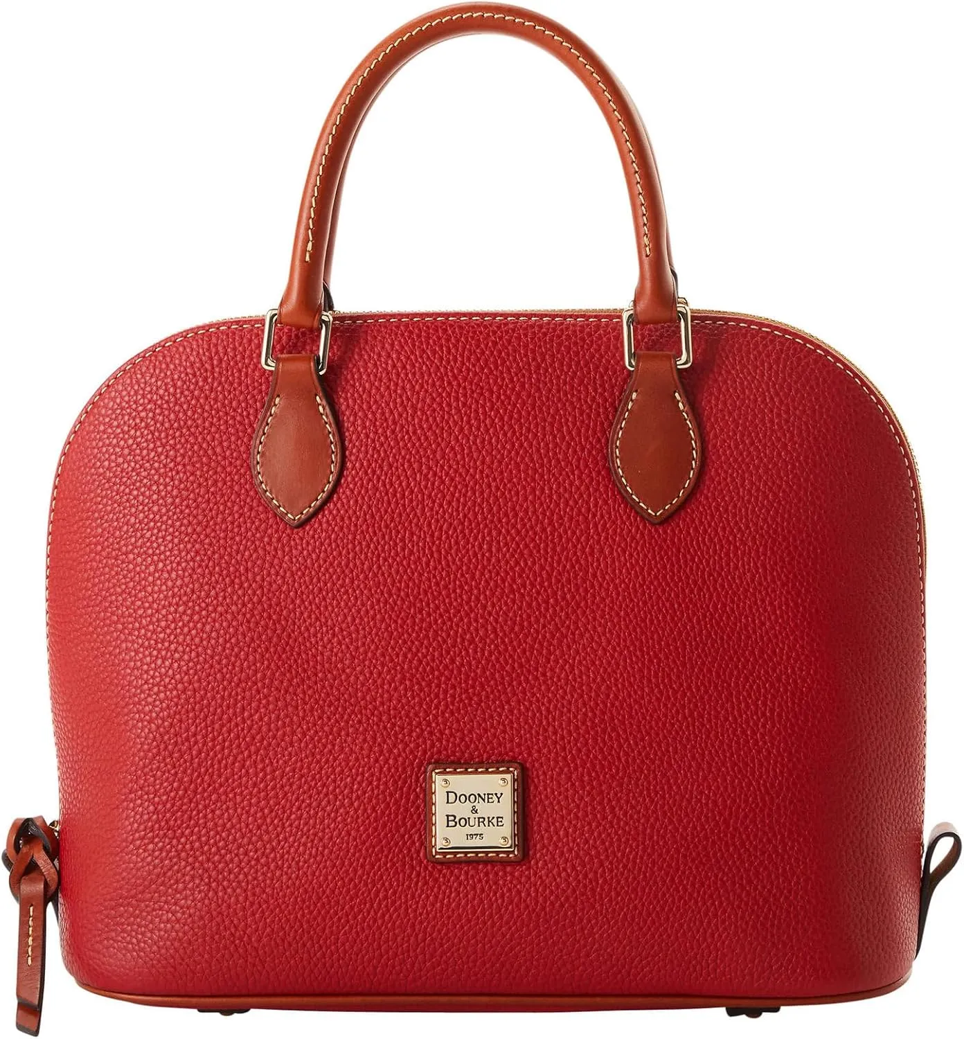 Dooney & Bourke Women's Domed Satchel in Pebble Grain Leather, Large Handbag with Adjustable & Detachable Shoulder Strap