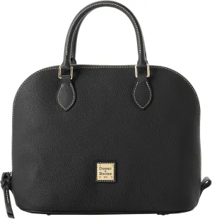 Dooney & Bourke Women's Domed Satchel in Pebble Grain Leather, Large Handbag with Adjustable & Detachable Shoulder Strap