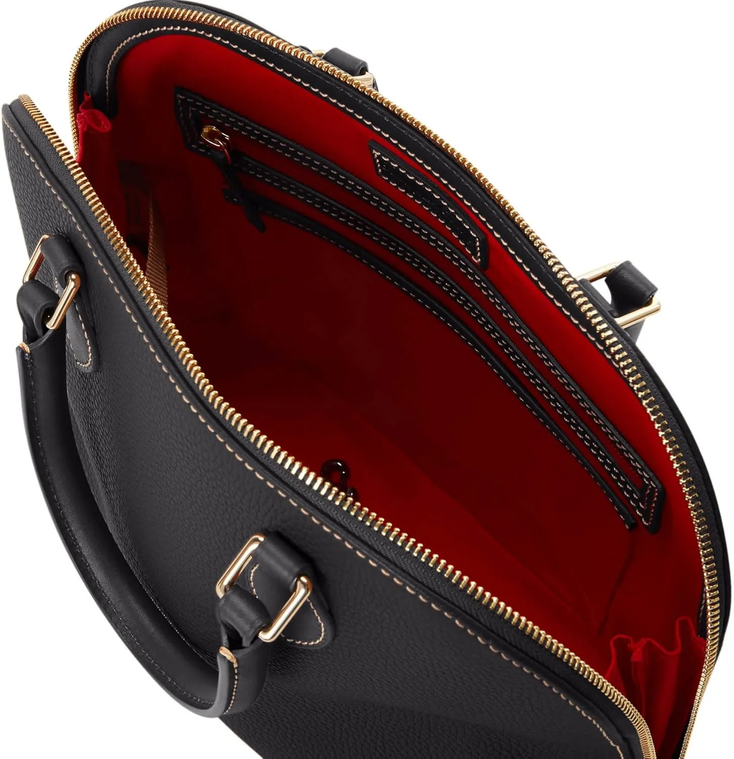 Dooney & Bourke Women's Domed Satchel in Pebble Grain Leather, Large Handbag with Adjustable & Detachable Shoulder Strap