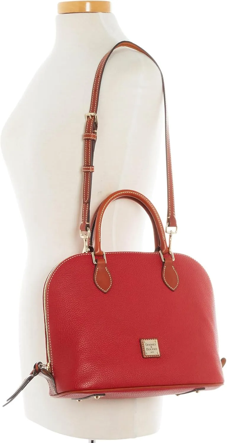 Dooney & Bourke Women's Domed Satchel in Pebble Grain Leather, Large Handbag with Adjustable & Detachable Shoulder Strap