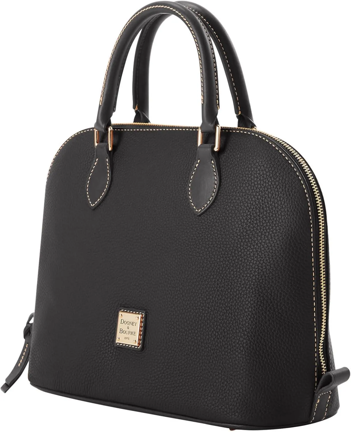 Dooney & Bourke Women's Domed Satchel in Pebble Grain Leather, Large Handbag with Adjustable & Detachable Shoulder Strap
