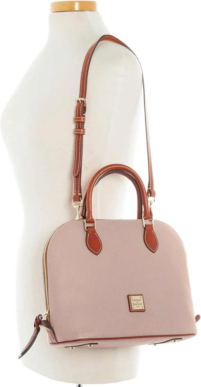 Dooney & Bourke Women's Domed Satchel in Pebble Grain Leather, Large Handbag with Adjustable & Detachable Shoulder Strap