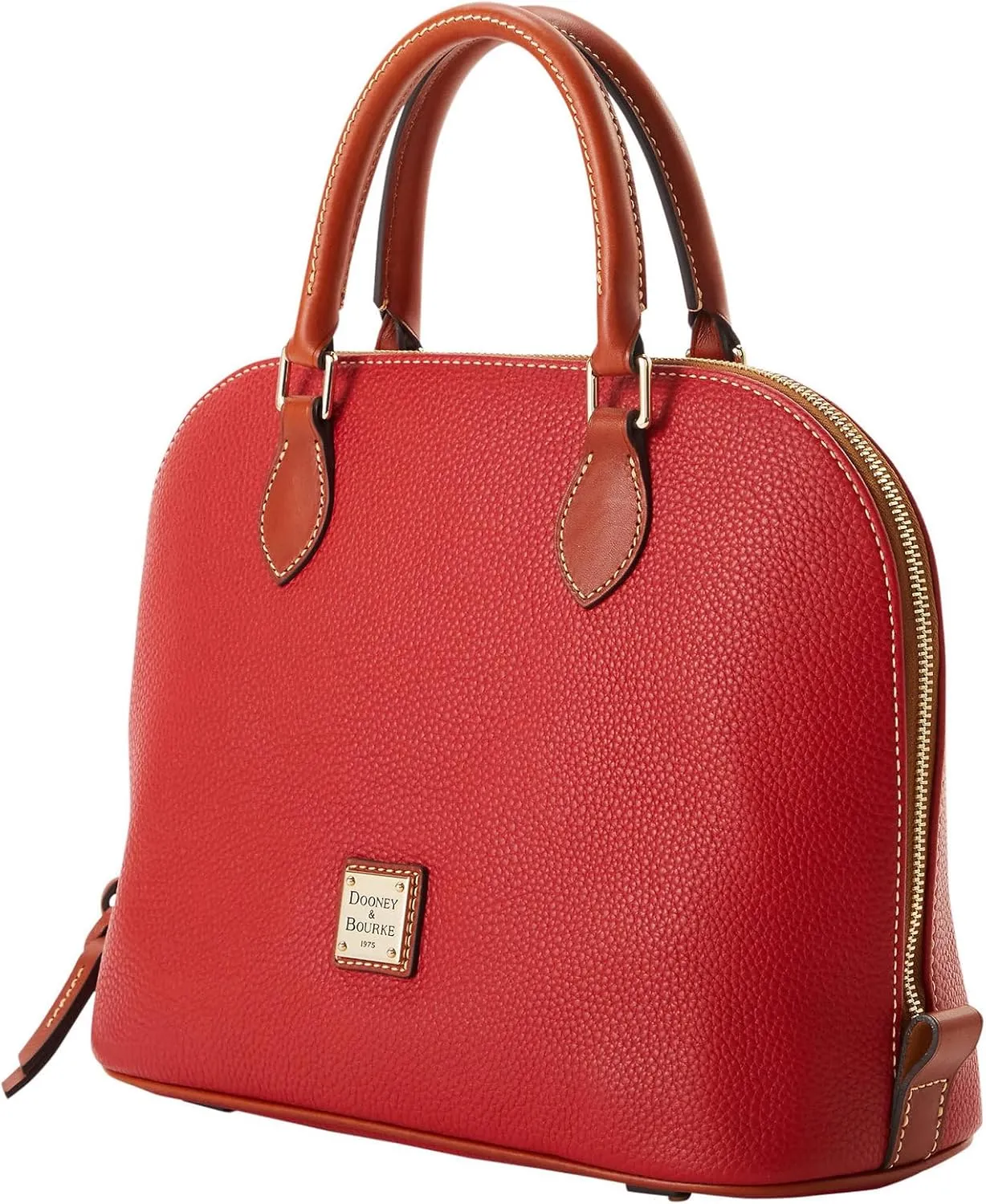 Dooney & Bourke Women's Domed Satchel in Pebble Grain Leather, Large Handbag with Adjustable & Detachable Shoulder Strap