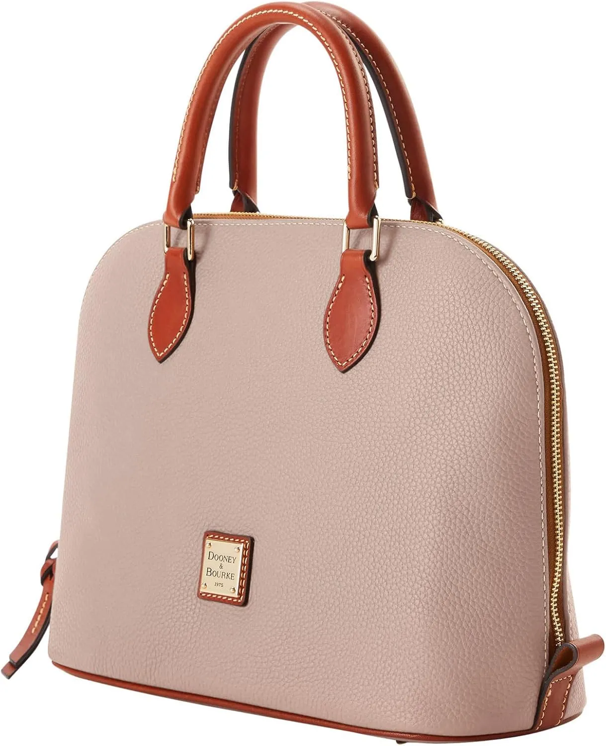 Dooney & Bourke Women's Domed Satchel in Pebble Grain Leather, Large Handbag with Adjustable & Detachable Shoulder Strap
