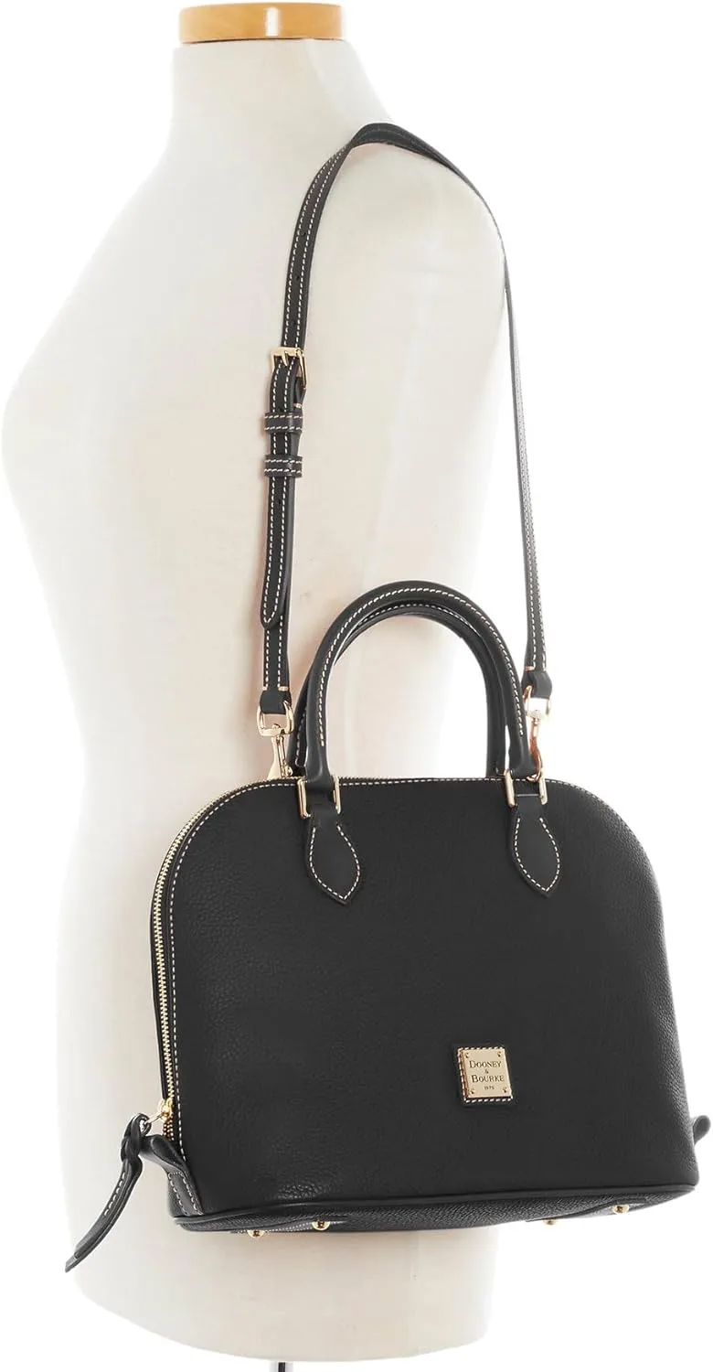 Dooney & Bourke Women's Domed Satchel in Pebble Grain Leather, Large Handbag with Adjustable & Detachable Shoulder Strap