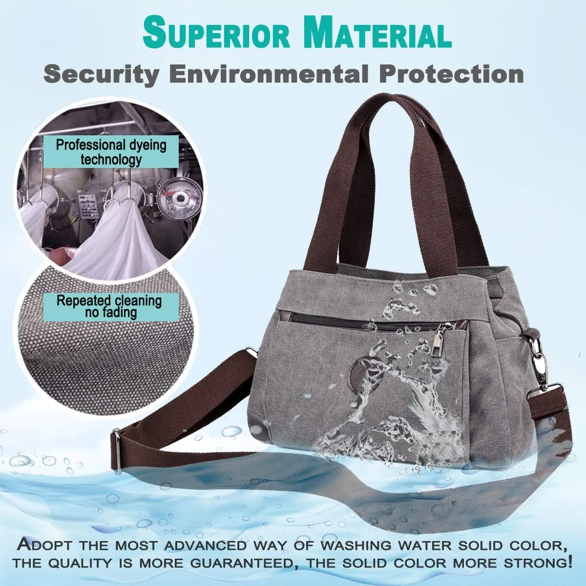 DOURR Hobo Handbags Canvas Crossbody Bags for Women, Multi Compartment Tote Purse Medium Satchel