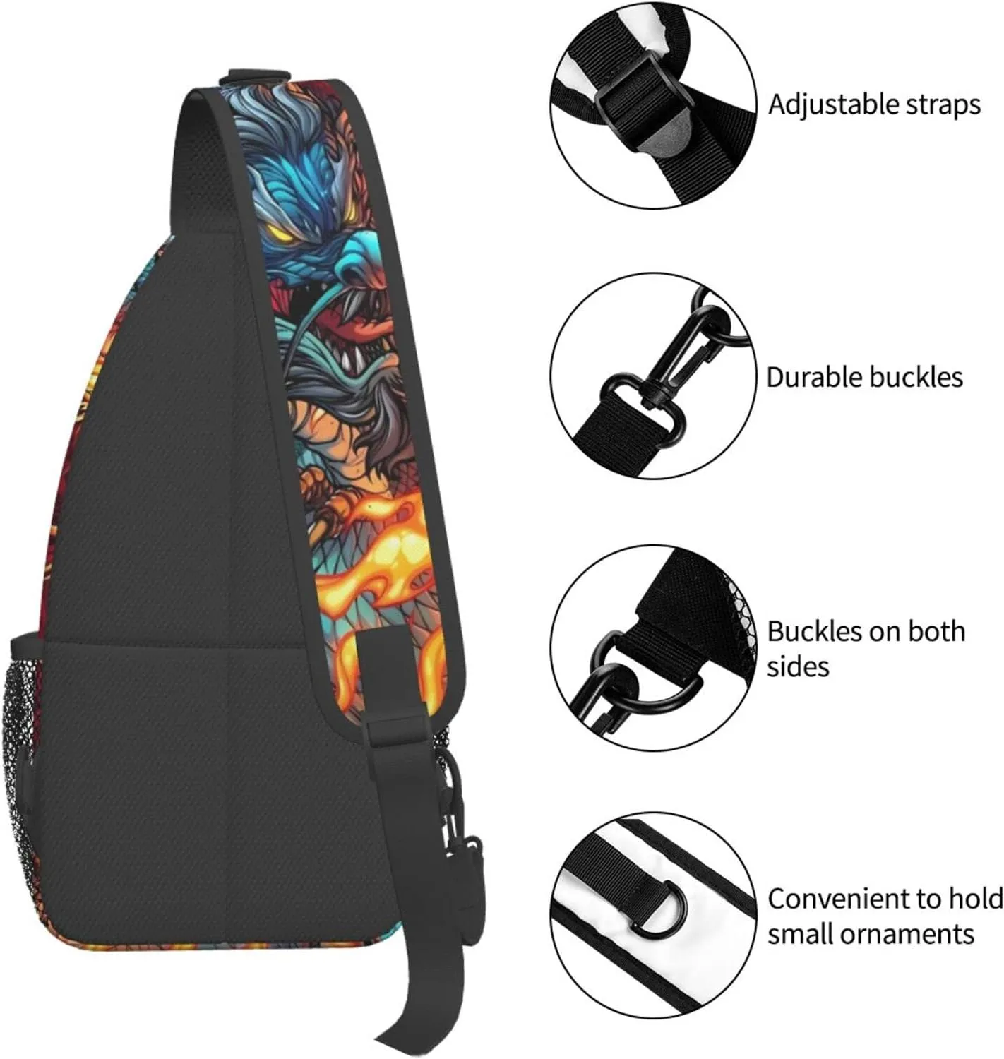 Dragon Pattern Crossbody Bag Crossbody Backpack Sling Backpack Shoulder Bag Chest Bag Sling Bag For Women Men