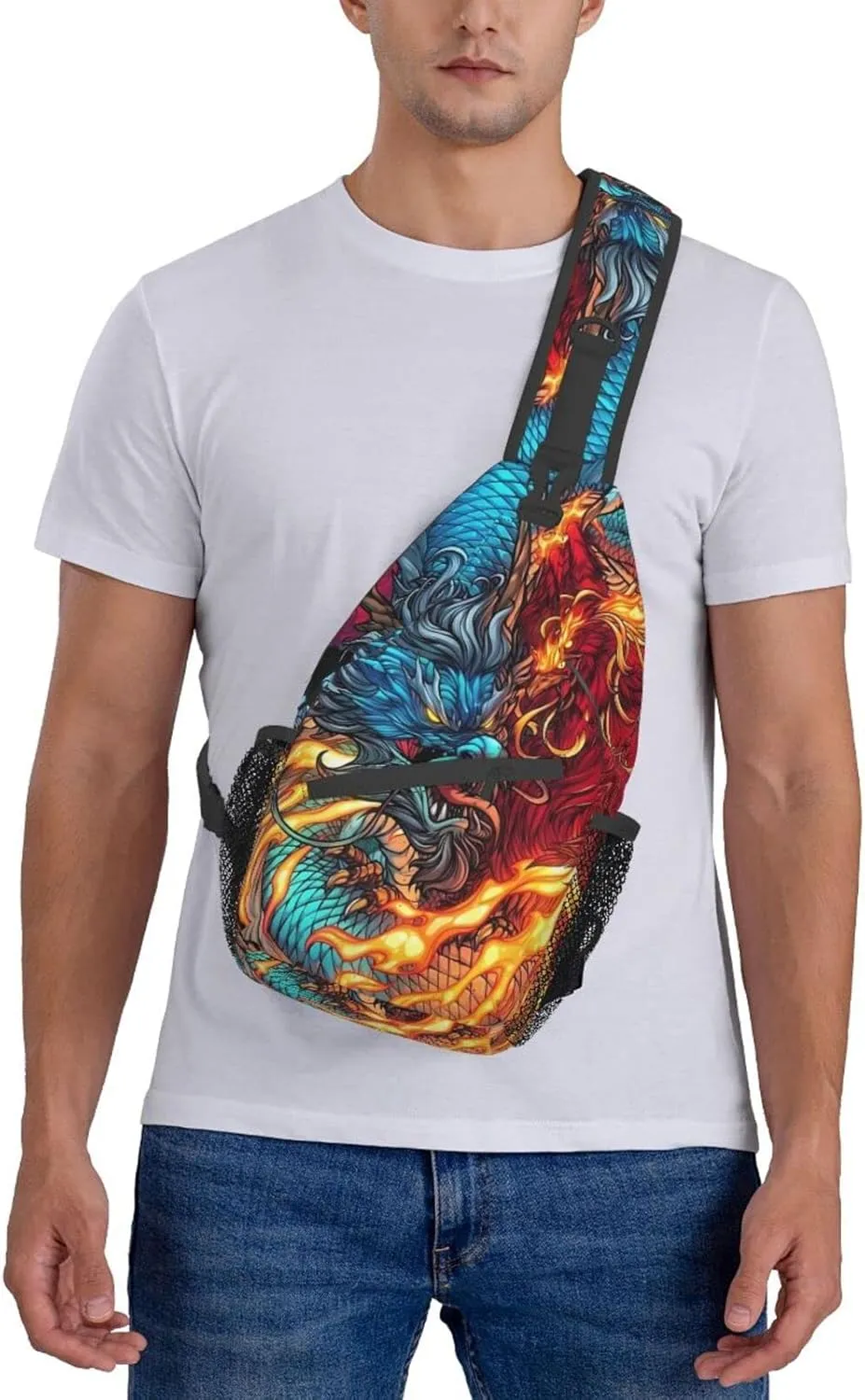Dragon Pattern Crossbody Bag Crossbody Backpack Sling Backpack Shoulder Bag Chest Bag Sling Bag For Women Men