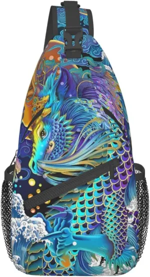 Dragon Pattern Sling Backpack,Travel Hiking Daypack Chest Bag Shoulder Daypack Crossbody Bags For Women Men