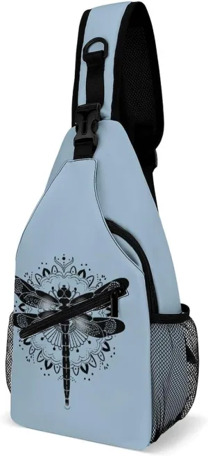 Dragonfly Insect Sling Backpack Crossbody Chest Bag Print Shoulder Bag Travel Daypack for Sports Running Hiking