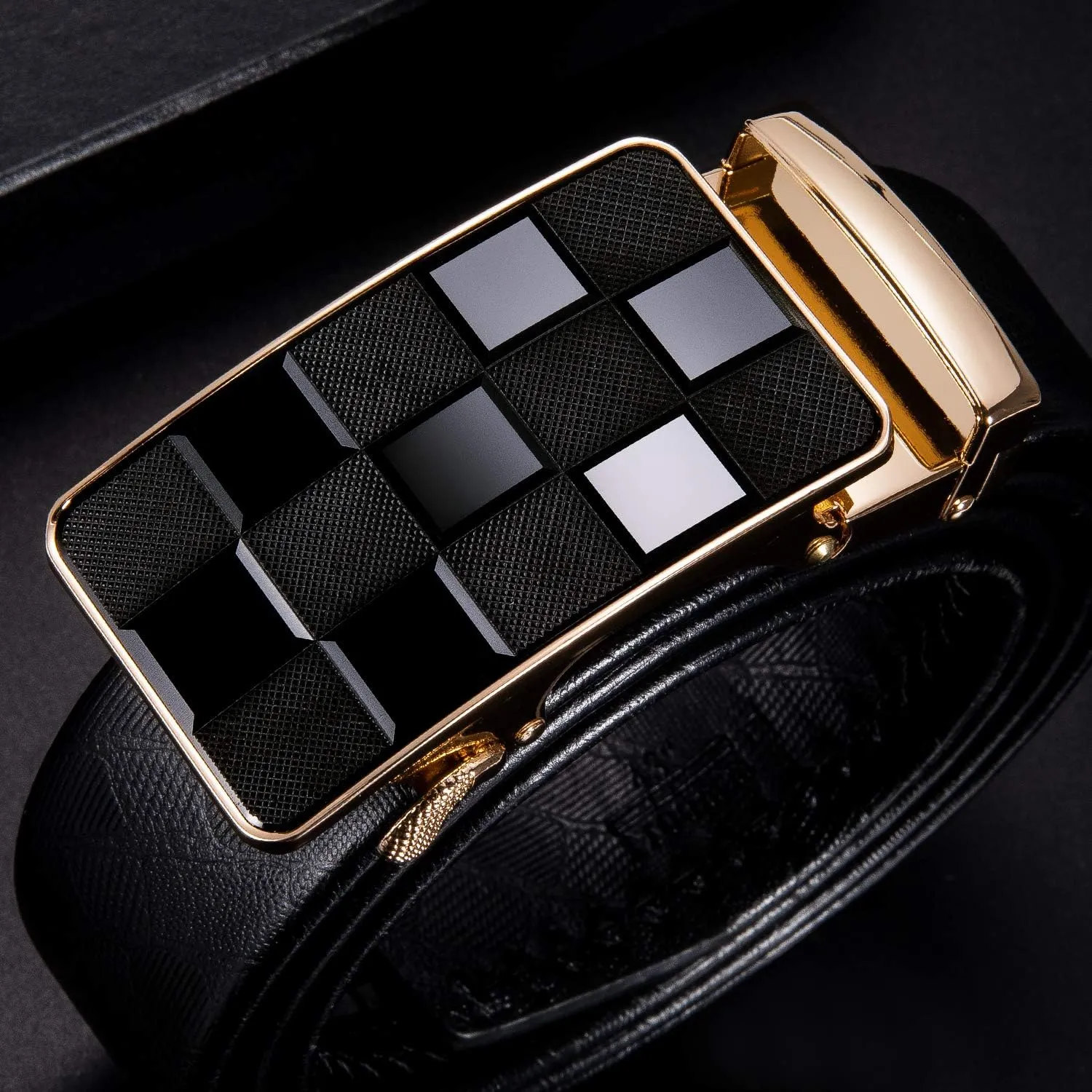 Dubulle Designer Mens Belts, Sliding Automatic Buckle Ratchet Dress Belt TOP Genuine Leather Strap Gifts