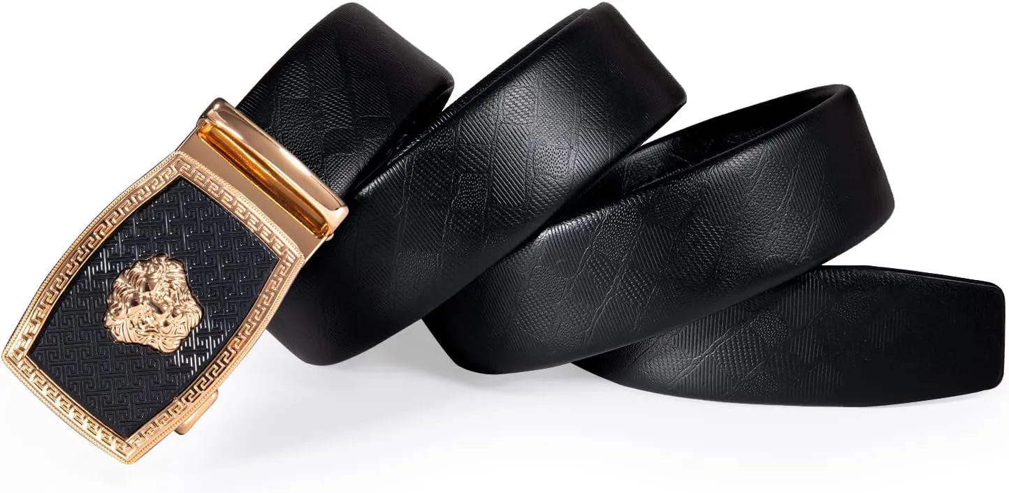 Dubulle Designer Mens Belts, Sliding Automatic Buckle Ratchet Dress Belt TOP Genuine Leather Strap Gifts