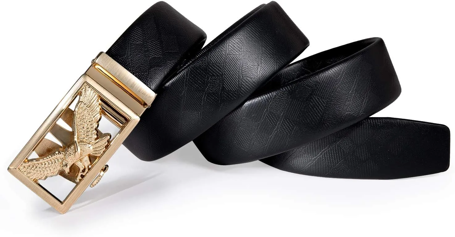 Dubulle Designer Mens Belts, Sliding Automatic Buckle Ratchet Dress Belt TOP Genuine Leather Strap Gifts